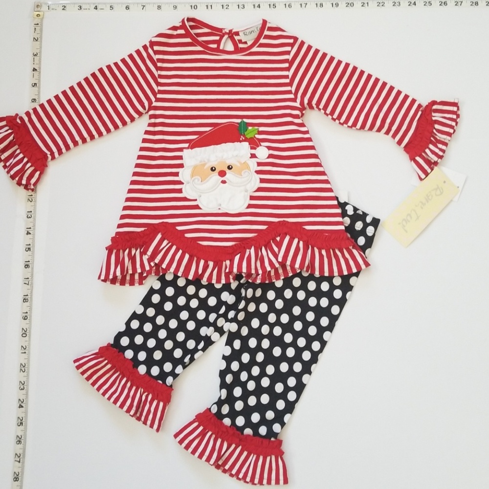 Rare Too Red Santa Stripes Polkadots Christmas Outfit Set Cotton Soft Breathable